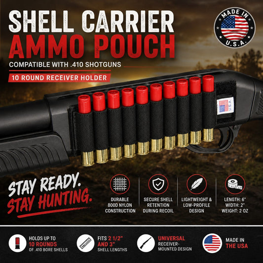 Shell Carrier Ammo Pouch Compatible With Mossberg 590 Shockwave .410 – 10 Round Receiver Holder