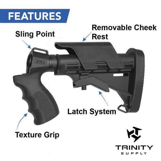 Adjustable Stock & Rear Grip Combo with Butt Pad Compatible With Mossberg 500, 590 & Maverick 88