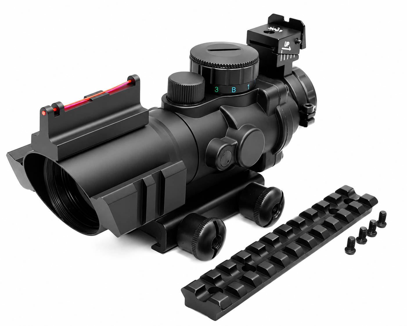 4x32 Tri-Color Mil-Dot Scope & Picatinny Mount Combo Compatible With Ruger 10/22