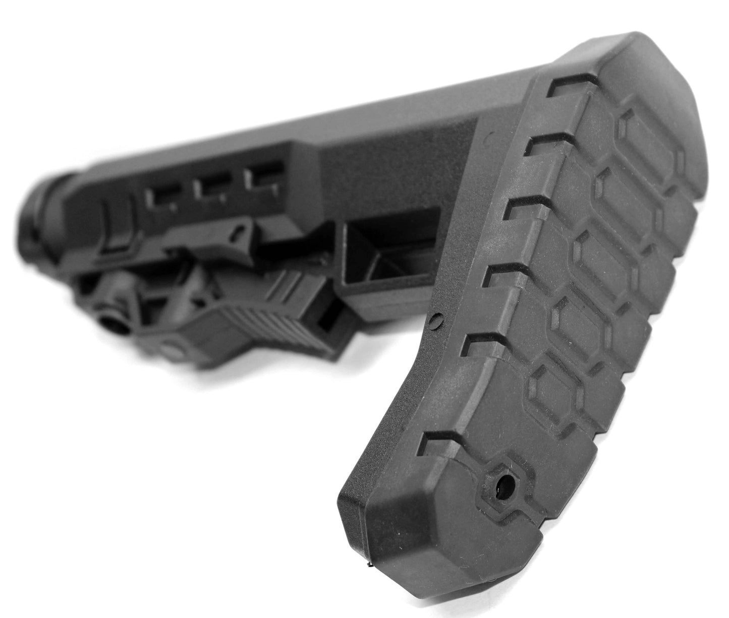 Geronimo style collapsible stock black compatible with Mossberg Maverick 88 20 gauge pump.