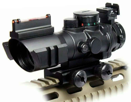 4X32 tactical Scope with Red/Green/Blue Mildot Reticle for Tristar compact basic operation.