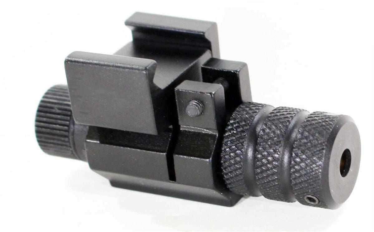 Red laser sight with magazine tube mount compatible with Mossberg 500 20 gauge pumps.