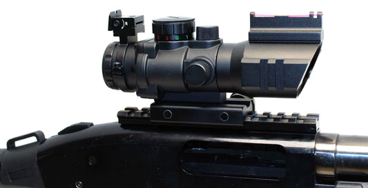4X32 Tactical Scope sight with Red/Green/Blue Mildot Reticle for Mossberg 590 shockwave 12 gauge.