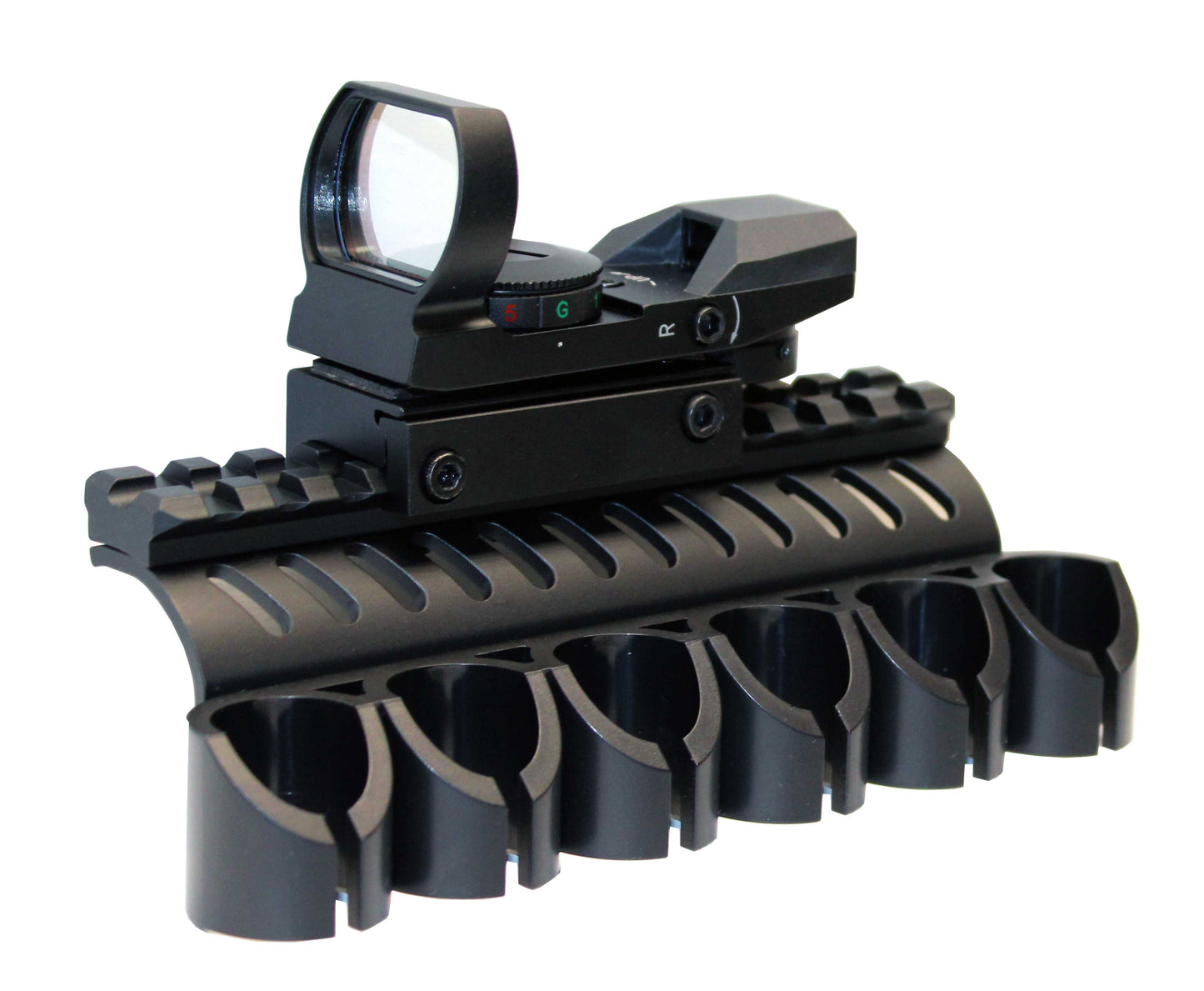 Mossberg 930 picatinny base mount, shell holder and reflex sight combo 12 gauge.