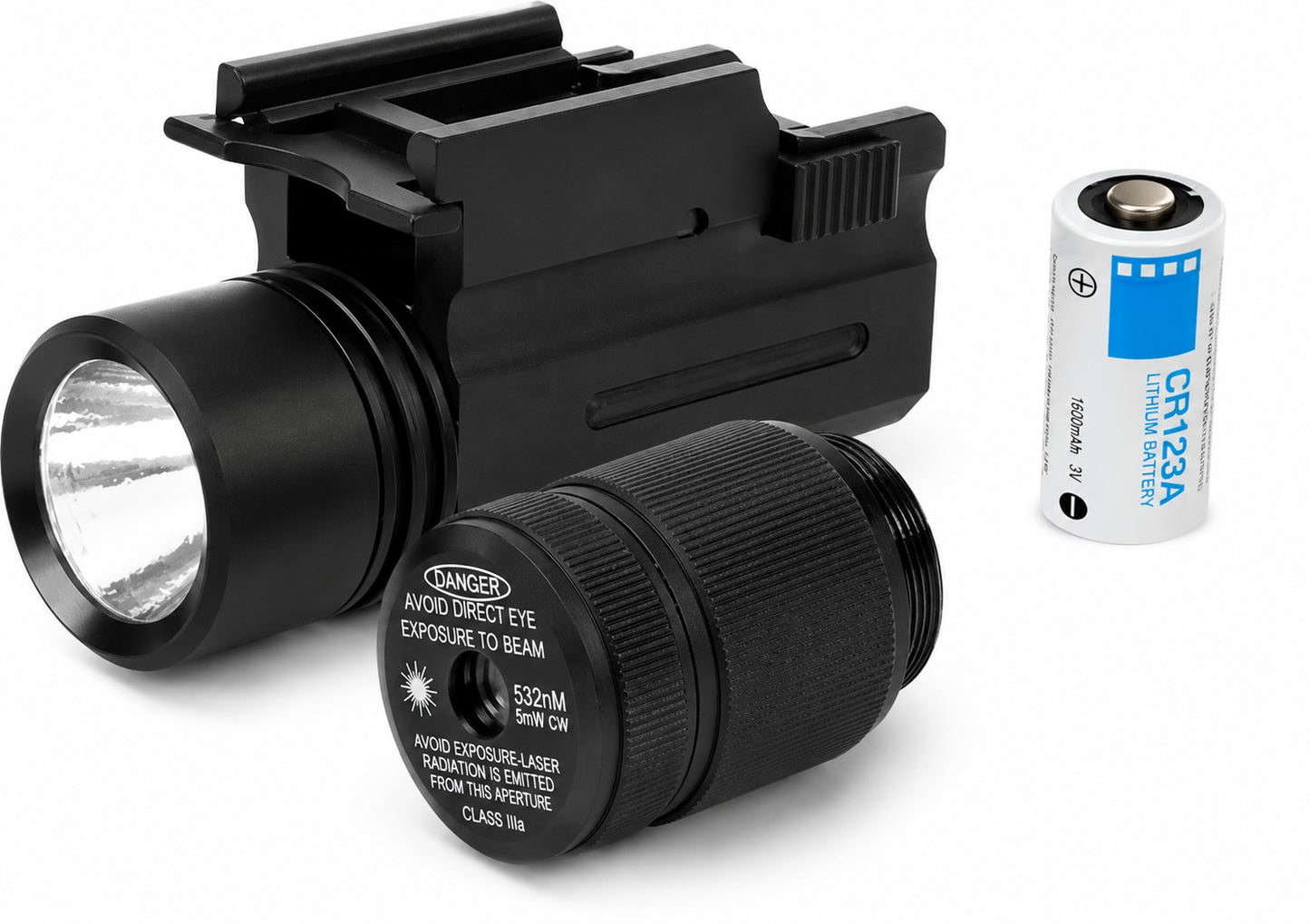 180 Lumen Flashlight & Green Laser Combo for Picatinny Rail Black