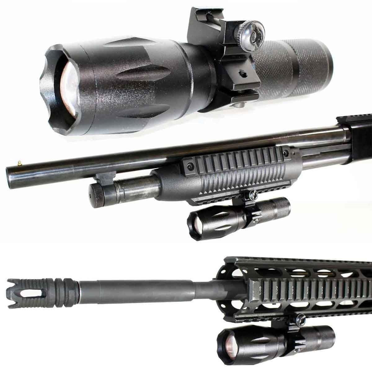 Tactical 1200 Lumen Rechargeable Picatinny Mounted Flashlight Compatible With Shotguns. - TRINITY SUPPLY INC
