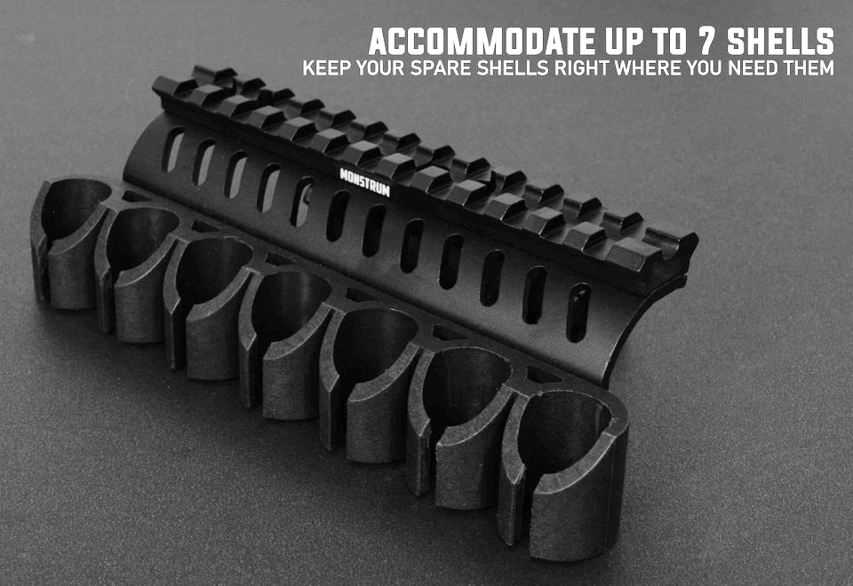Mossberg 590 shockwave 20-Gauge Shell Carrier with Picatinny Rail Mount.