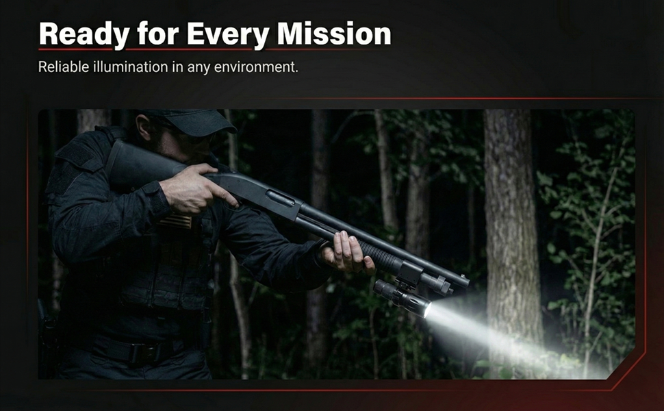 1000 Lumen Tactical Flashlight with Magazine Tube Mount Compatible with Mossberg 500 20 Gauge – Aluminum Hunting & Home Defense Light