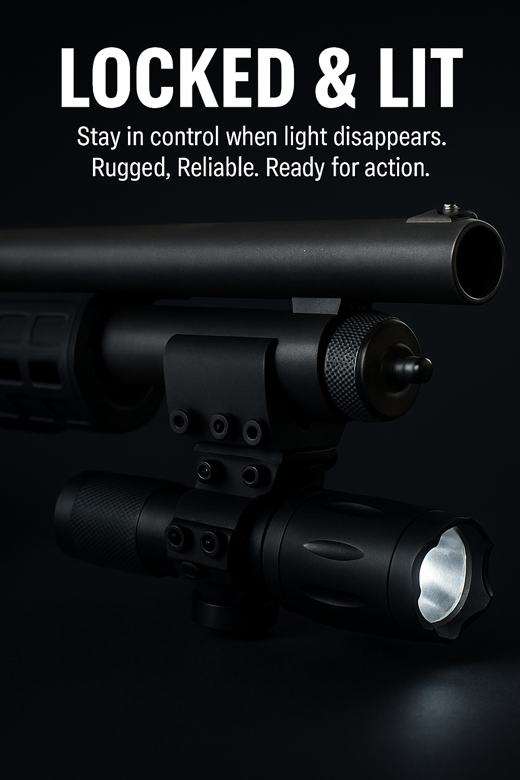 Savage Arms Model 320 20 Gauge Tactical Flashlight with Magazine Tube Mount – 1000 Lumen Shotgun Hunting Light Aluminum Black