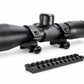 Ruger 10/22 Scope Combo – 4x32 Mil-Dot Scope with Picatinny Rail Base Mount, Aluminum Black