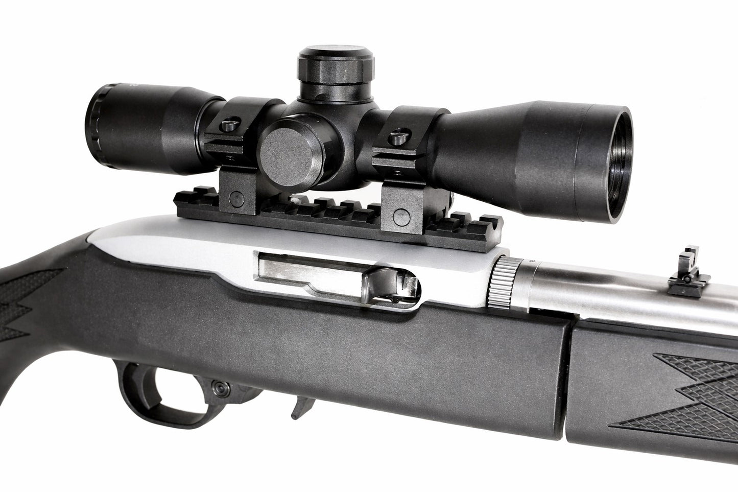 Ruger 10/22 Scope Combo – 4x32 Mil-Dot Scope with Picatinny Rail Base Mount, Aluminum Black