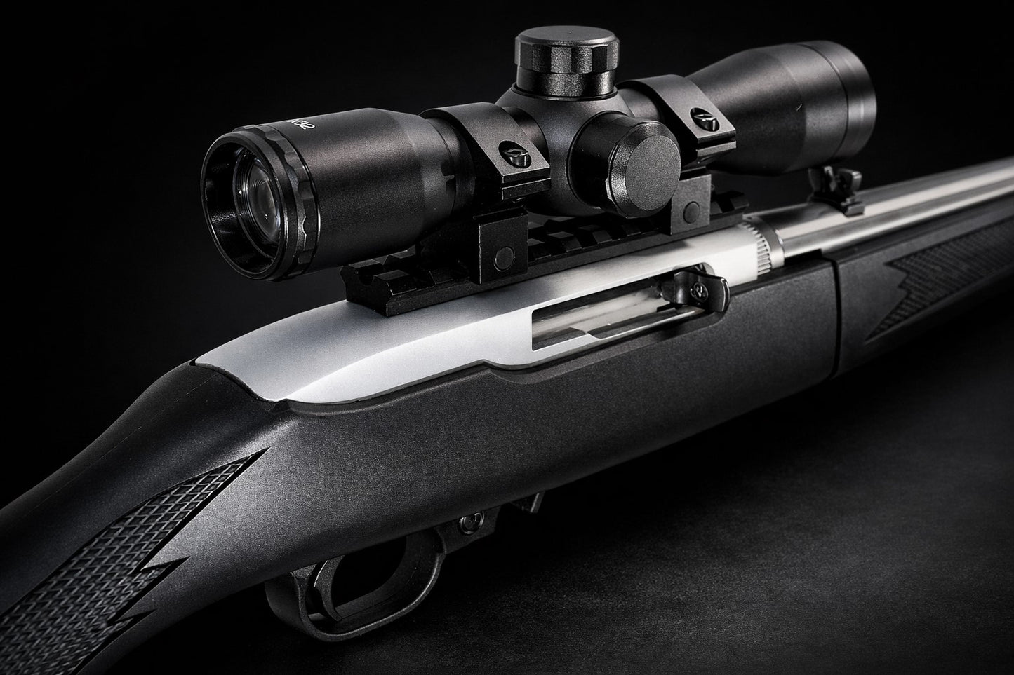 Ruger 10/22 Scope Combo – 4x32 Mil-Dot Scope with Picatinny Rail Base Mount, Aluminum Black