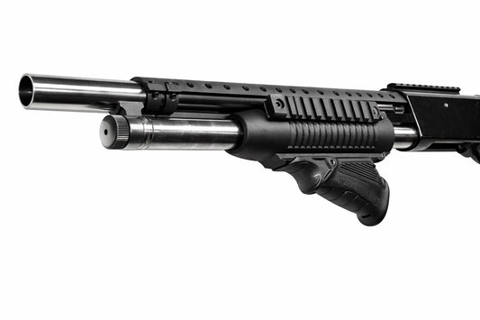 Handguard With picatinny rails and angled foregrip compatible with Mossberg 500 Maverick 88 12-Gauge.