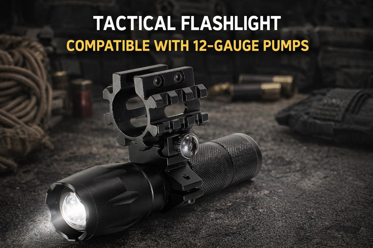 1000 Lumen Tactical Flashlight with Magazine Tube Mount Compatible with Winchester SXP Defender 12 Gauge Shotgun
