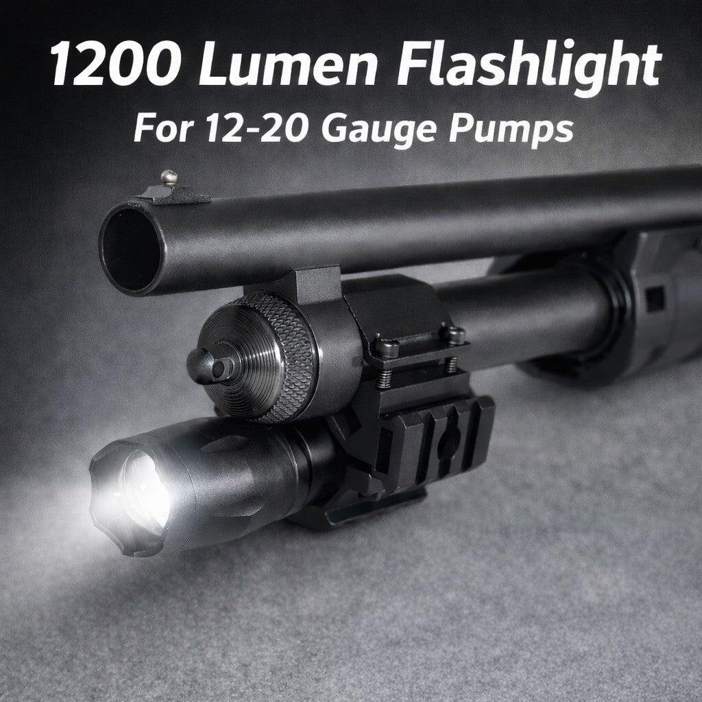1200 Lumen Tactical Flashlight with Mount – Compatible with 20 Gauge Pump