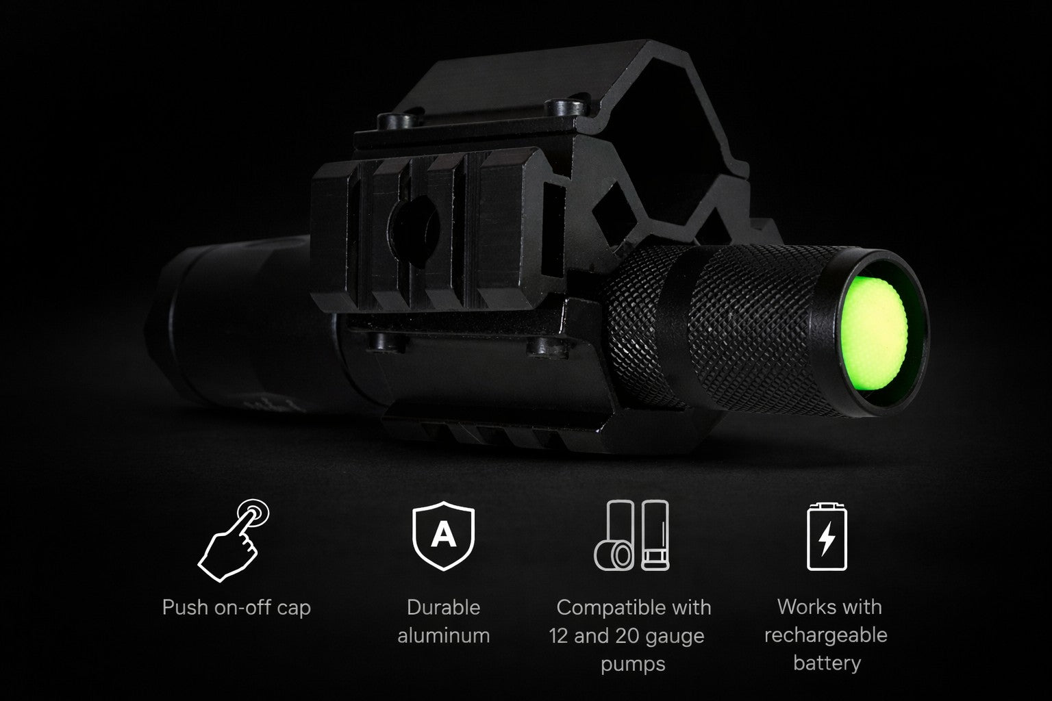 1200 Lumen Tactical Flashlight with Mount – Compatible with 20 Gauge Pump