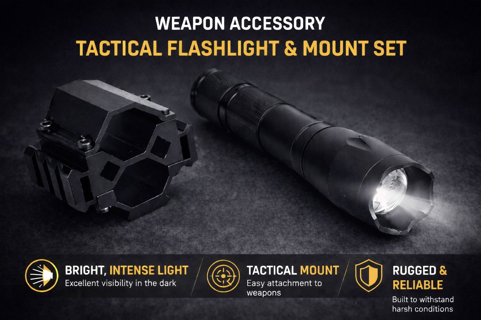 1200 Lumen Tactical Flashlight with Mount – Compatible with 20 Gauge Pump