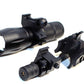 Tactical flashlight with red laser combo compatible with 20-gauge pumps.
