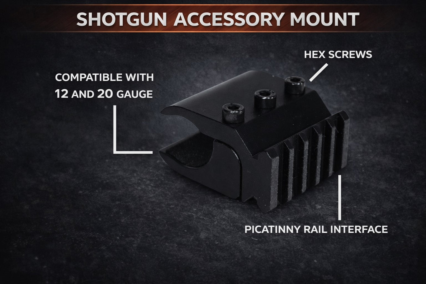 TRINITY Tactical Picatinny Rail Mount Adapter Compatible with Stevens 320 12 Gauge – Aluminum Barrel Magazine Tube Mount Black