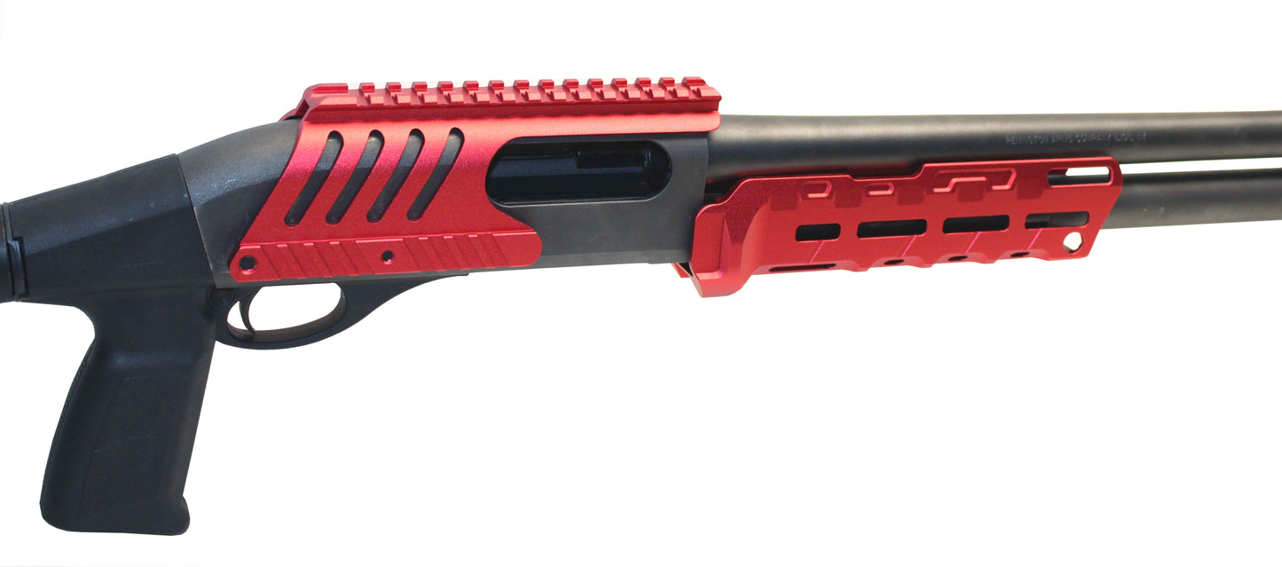 TRINITY Tactical Forend Pump and saddle mount combo aluminum red compatible with Remington 870 12 Gauge.