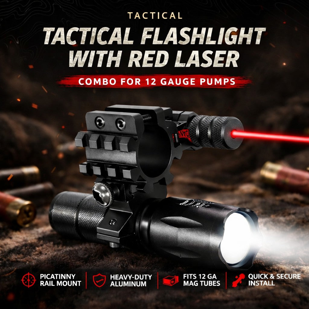 TRINITY 1000 Lumen Shotgun Flashlight & Red Laser Sight Kit Compatible With Mossberg 500 12 Gauge Picatinny Barrel Mount