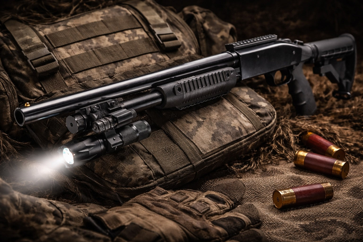 TRINITY 1000 Lumen Flashlight Red Laser Combo for Stoeger P3000 12 Gauge Pump Shotgun Rail Mount