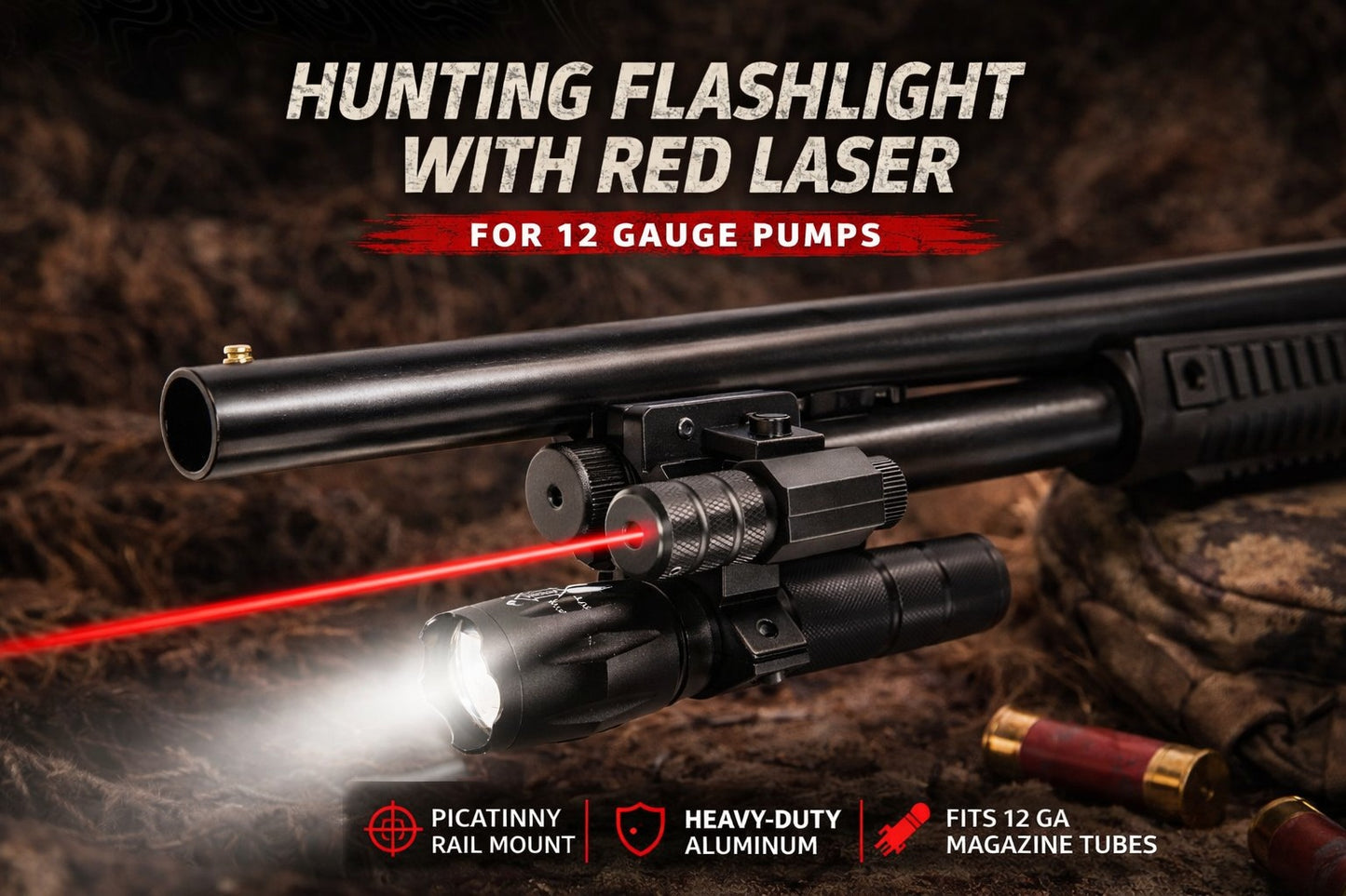 TRINITY 1000 Lumen Shotgun Flashlight & Red Laser Sight Kit Compatible With Mossberg 500 12 Gauge Picatinny Barrel Mount