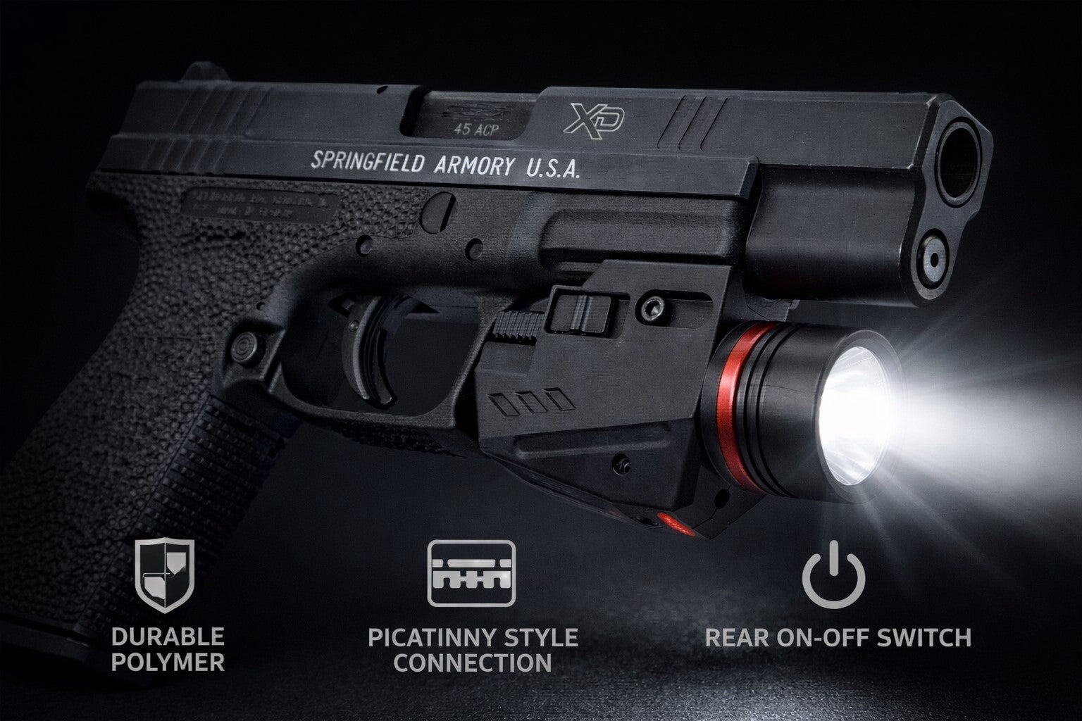300 Lumen Tactical Flashlight with Red Laser Combo – Picatinny Rail Compatible Handgun Light