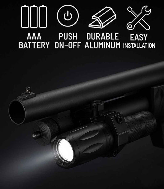 1000 Lumen Shotgun Flashlight with Tube Mount Compatible With Benelli M4 12 Gauge