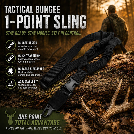 TRINITY One Point Bungee Sling with Quick Detach Hook Tactical Black Sling