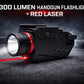 300 Lumen Tactical Flashlight with Red Laser Combo – Picatinny Rail Compatible Handgun Light
