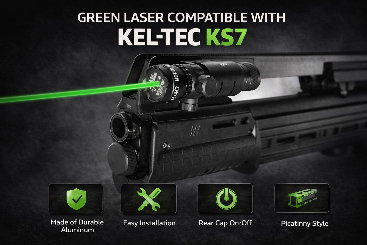 TRINITY Green Laser & 1000 Lumen Flashlight Combo Compatible with Mossberg 835 12 Gauge – Aluminum Tactical Shotgun Light & Laser Kit