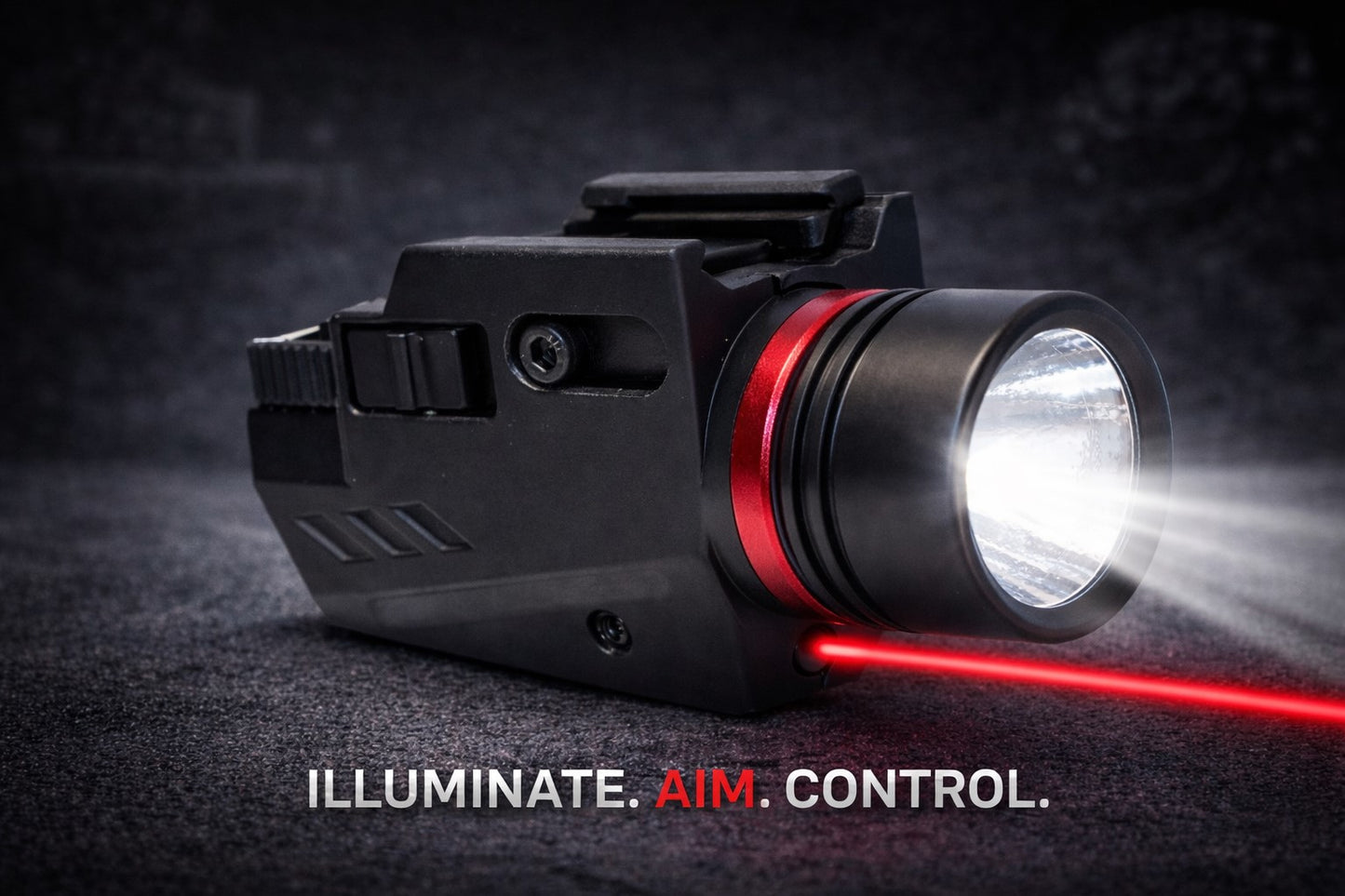 300 Lumen Tactical Flashlight with Red Laser Combo – Picatinny Rail Compatible Handgun Light