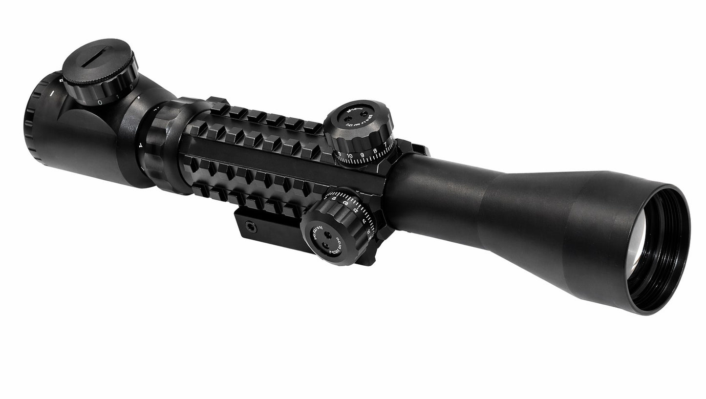 3-9x40 Illuminated Scope with Red Green Blue Mil-Dot Reticle Picatinny Mount