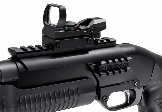 Saddle Mount Picatinny Rail with Side Rail & Reflex Sight for Stevens 320 12 Gauge