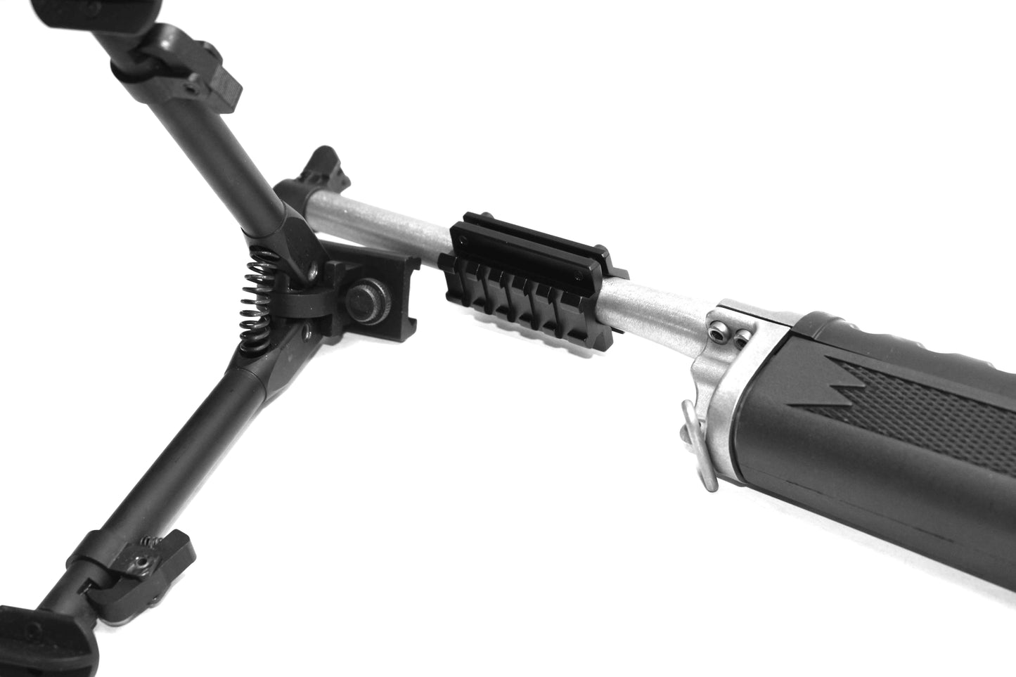 Tactical Compact Bipod compatible with Picatinny rails and Weaver rail systems.