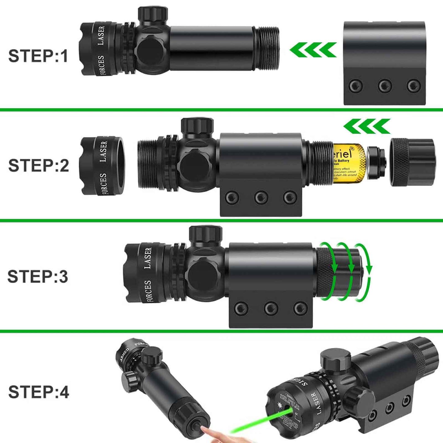 TRINITY Tactical Green Laser Sight with Barrel Mount for Rossi RS22 – Picatinny Rail Laser Kit, 532nm Precision Beam