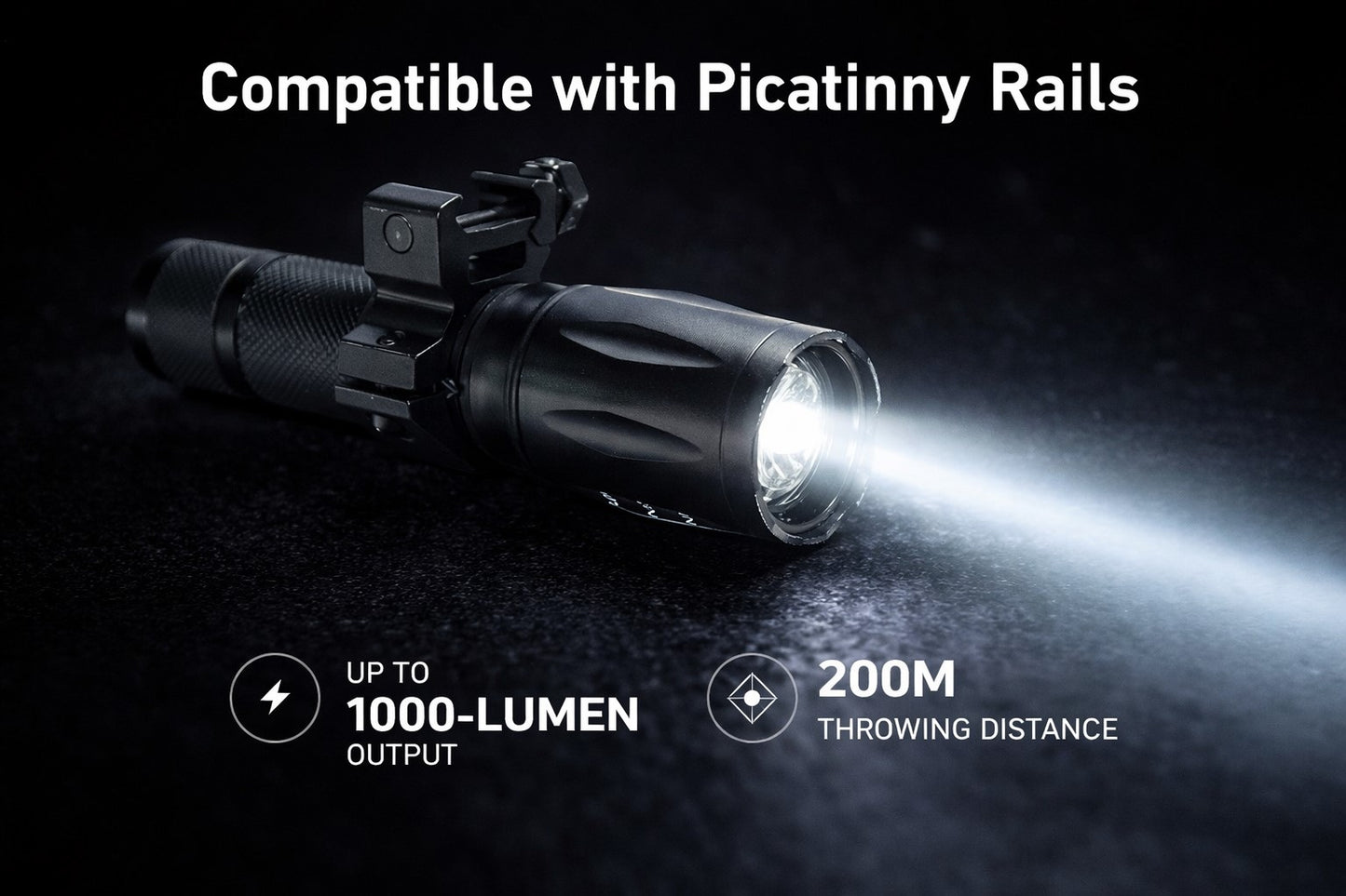 Trinity 1000 Lumen Tactical Flashlight for Rock Island VRPA40 – Picatinny Rail Weapon Light