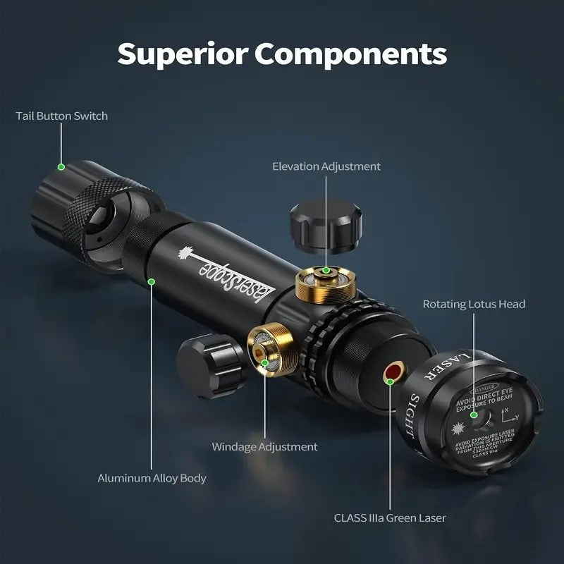 TRINITY Tactical Green Laser Sight with Barrel Mount & Picatinny Rail – 532nm Adjustable Rifle Laser