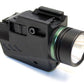 Handgun flashlight 300 lumen with green laser combo polymer body black.