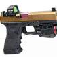 Handgun flashlight 300 lumen with red laser combo polymer body black.