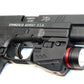 Handgun flashlight 300 lumen with red laser combo polymer body black.