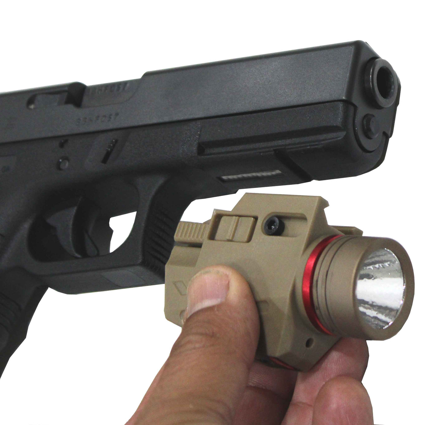 Trinity flashlight 300 lumen with red laser combo polymer body tan compatible with Canik TP9 model.