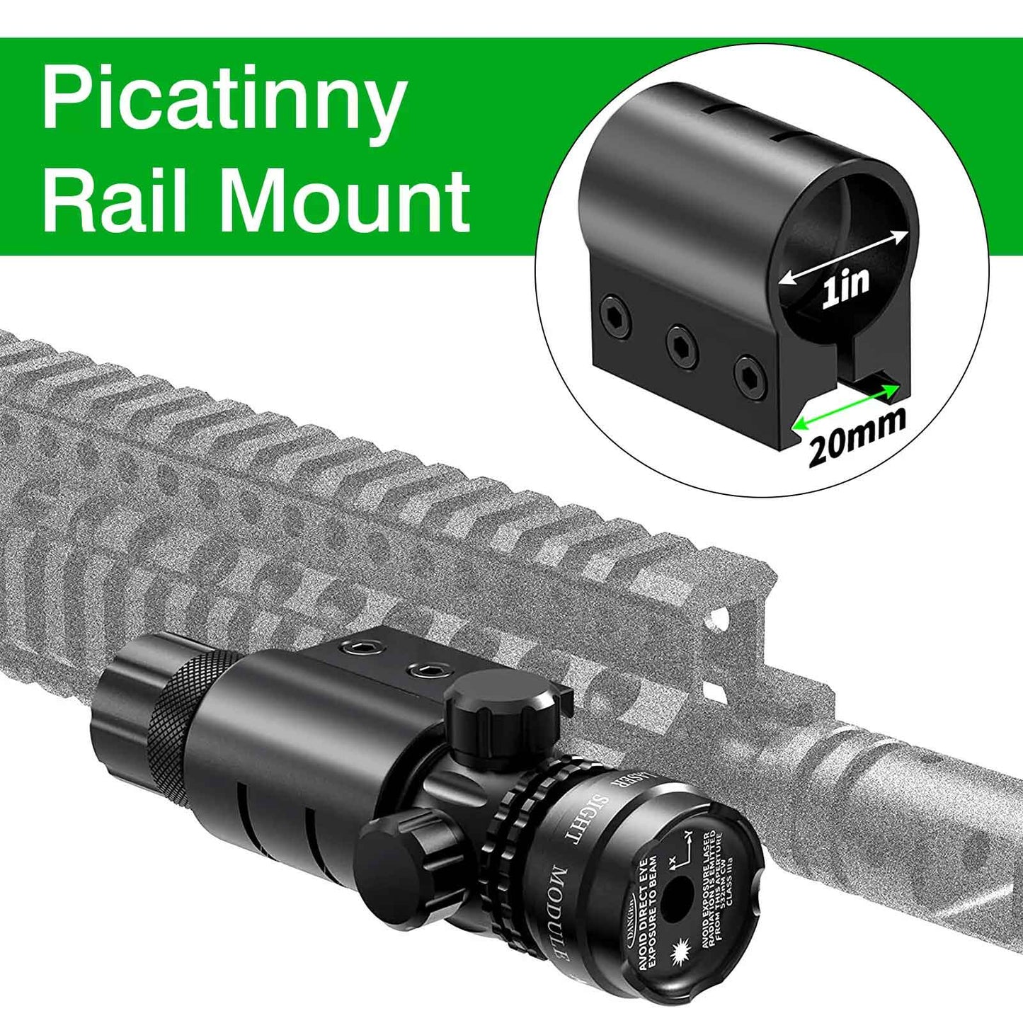 TRINITY Tactical Green Laser Sight with Barrel Mount & Picatinny Rail – 532nm Adjustable Rifle Laser