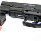 Handgun flashlight 300 lumen with red laser combo polymer body black.