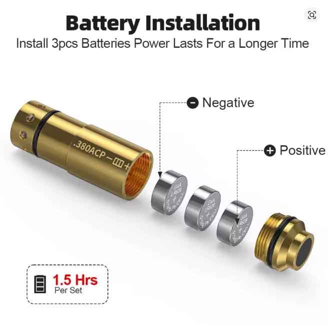 .380ACP Caliber Red Laser Chamber Cartridge Round for Training.