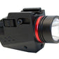 Handgun flashlight 300 lumen with red laser combo polymer body black.
