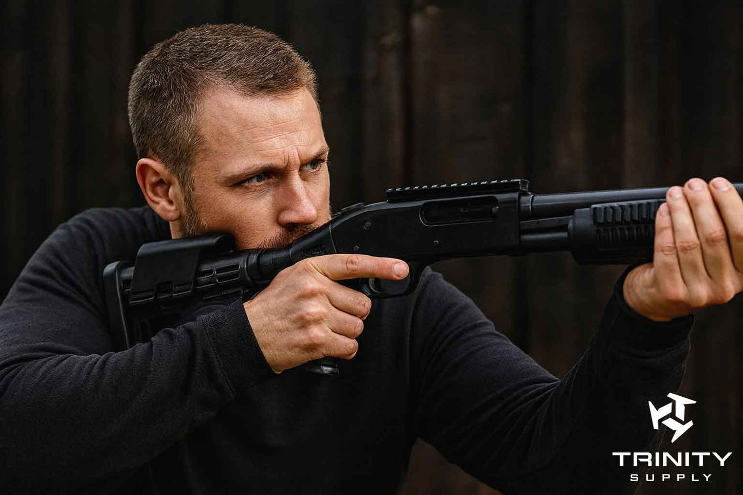 Adjustable Stock Rear Grip Combo With Butt Pad Compatible With Mossberg 590 A1 12-Gauge.