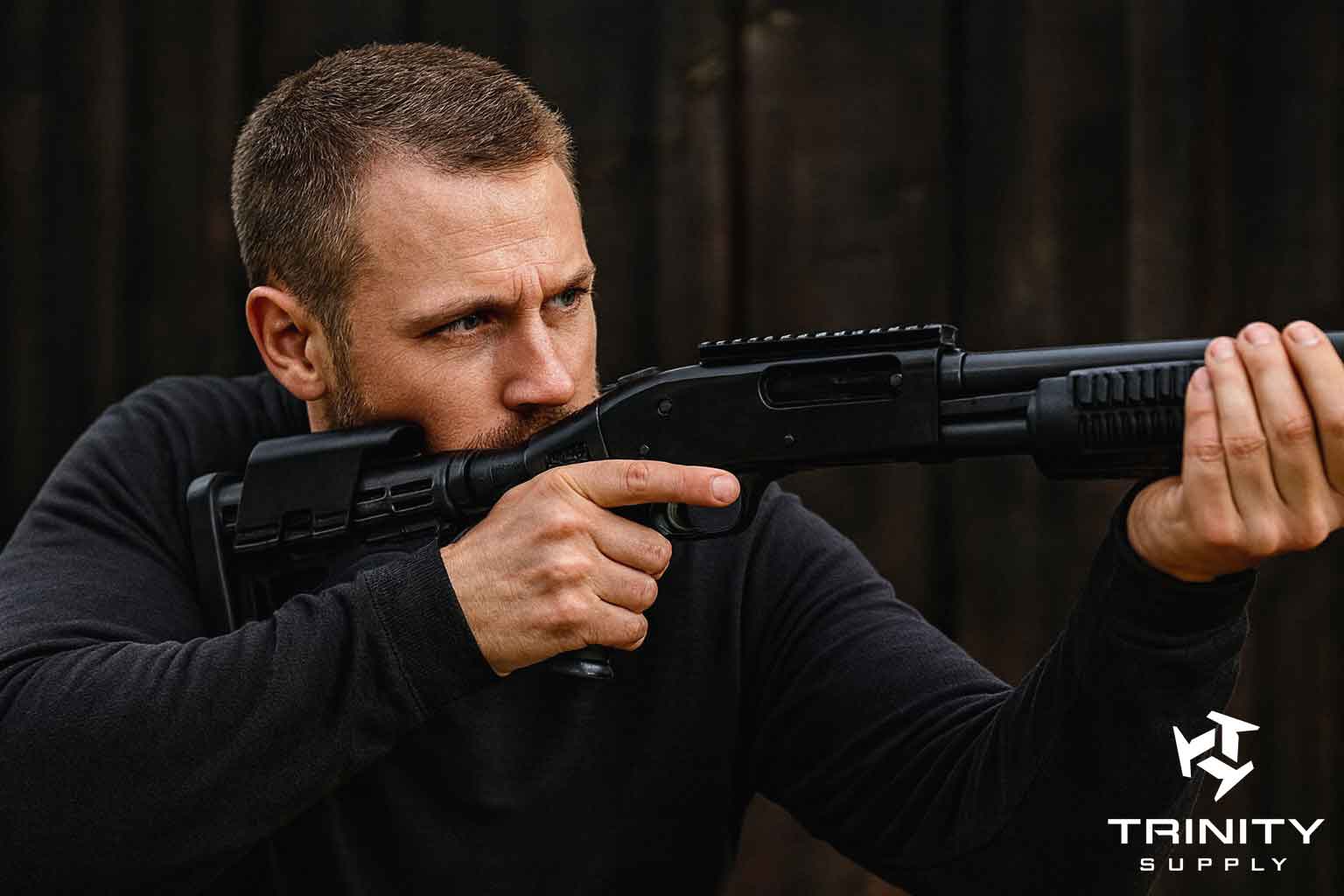 Adjustable Stock Rear Grip Combo With Butt Pad Compatible With Mossberg 590 A1 12-Gauge.