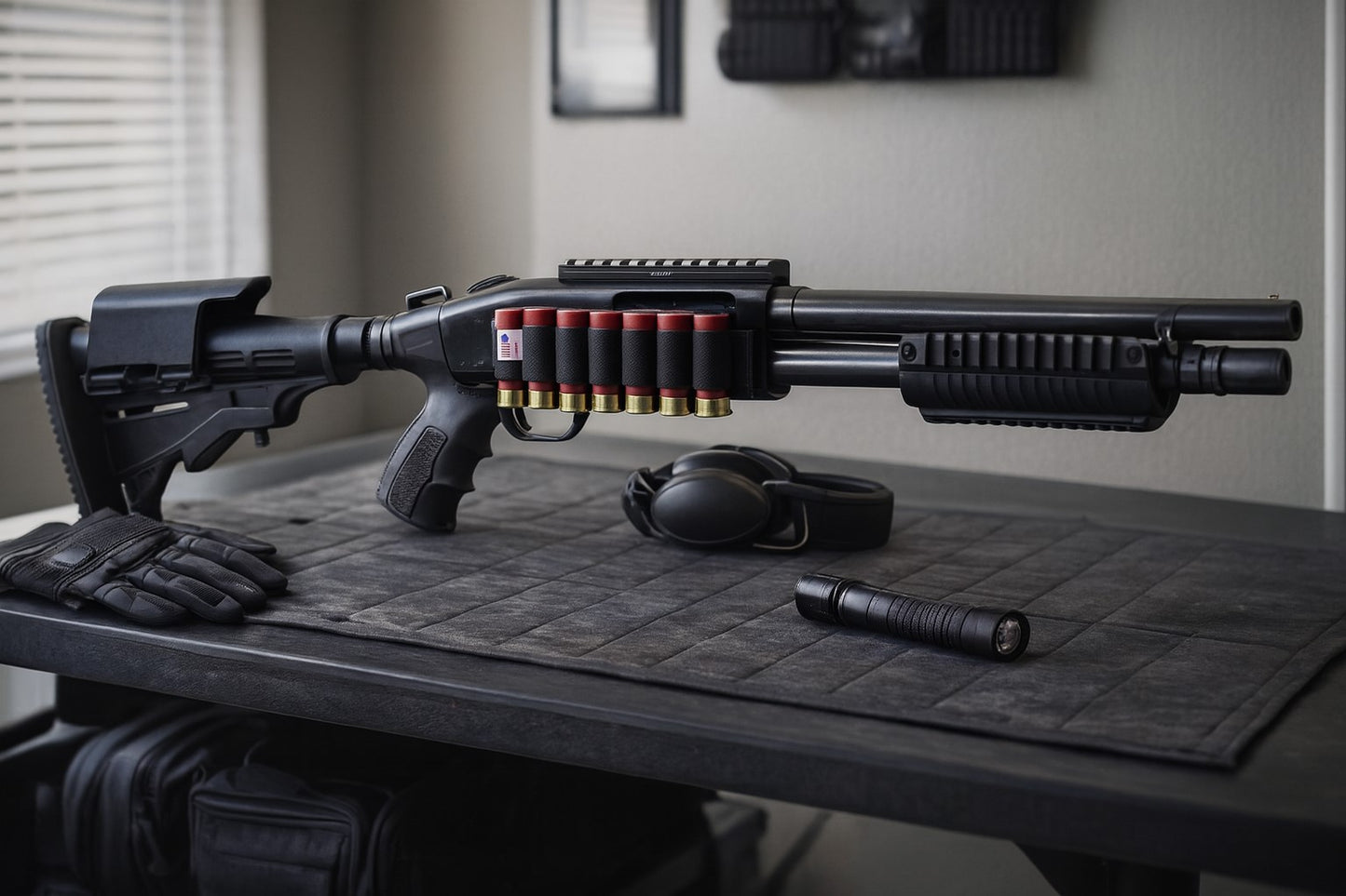 Adjustable Stock Rear Grip Combo With Butt Pad Compatible With Mossberg 590 A1 12-Gauge.